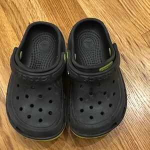CROCS Kids Black and Lime Water Shoes